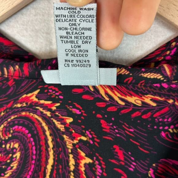 Catherines Womens Button Up Top Size 4X Paisley Modest Office Career Fall Artsy - Picture 4 of 9